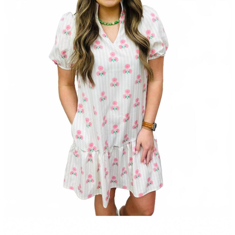NEW MARY SQUARE nancy mini dress in sweetbriar stripe pink